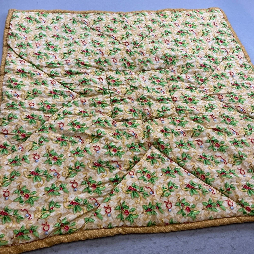 Vintage Christmas Teddy Bear Patchwork Quilt Throw Blanket Love Joy Peace 33x33